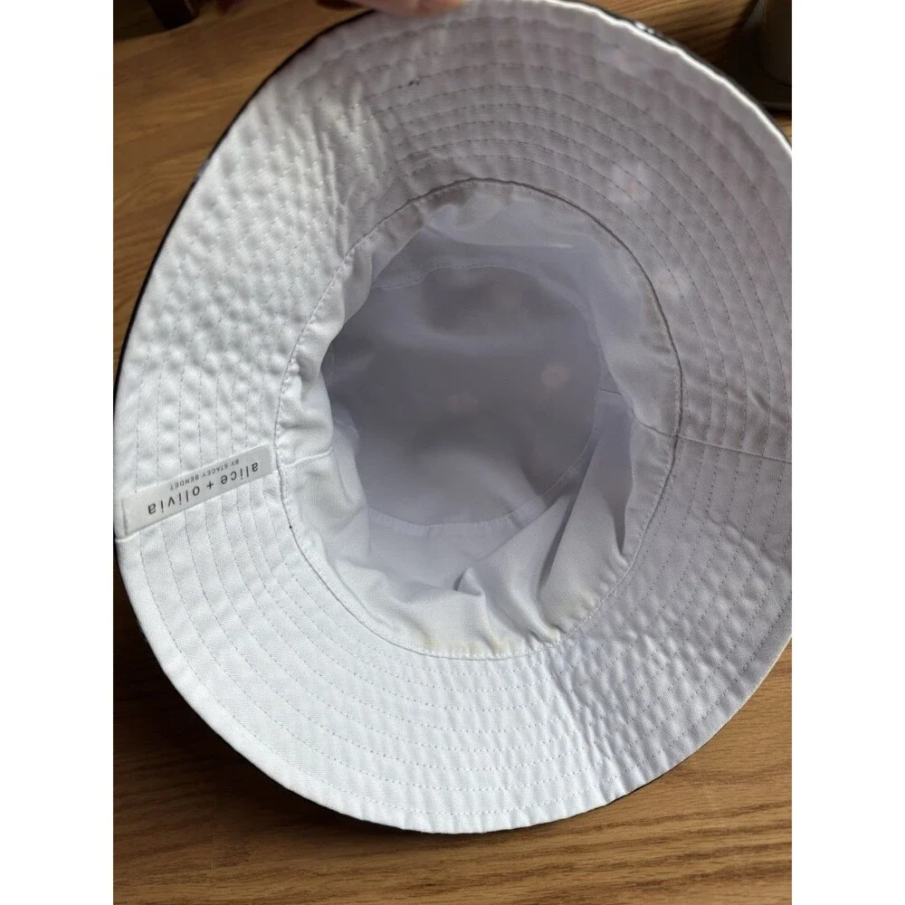 Alice & Olivia‎ Black Daisy Bucket Reversible Hat